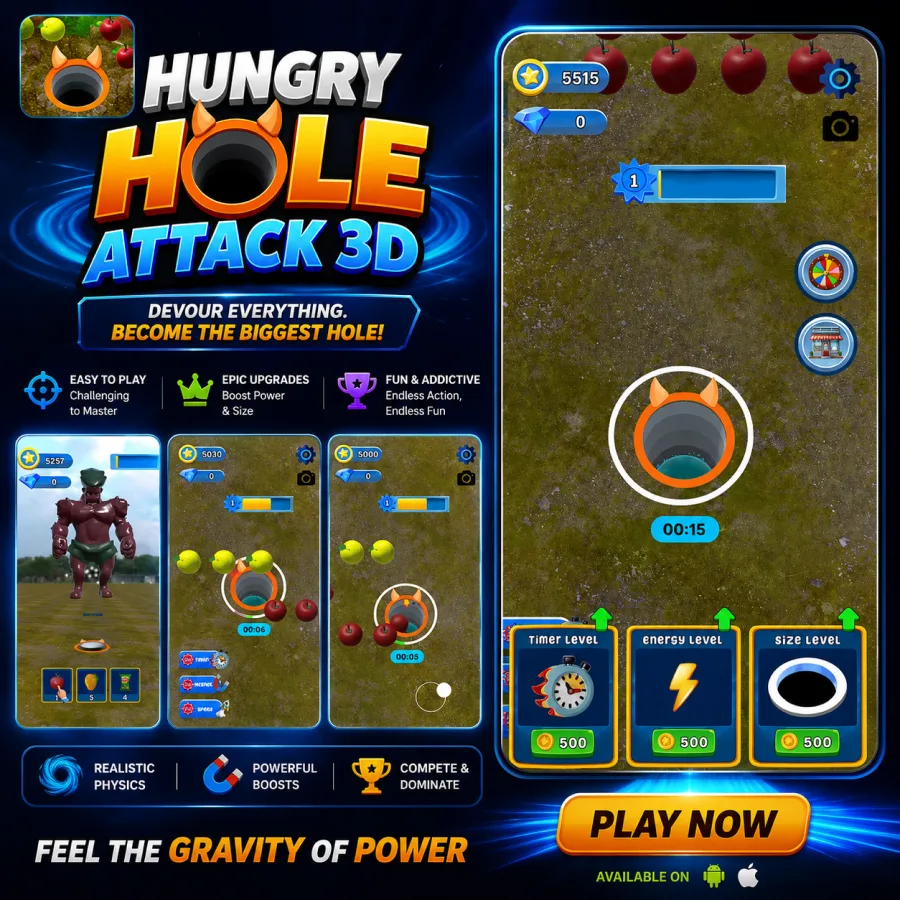 Hungry Hole Attack 3D mobile game preview